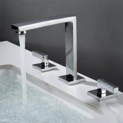 DecorBites™ Brushed Gold Basin Faucet: Antique 3-Hole Waterfall Bathroom Faucet, Hot and Cold Water