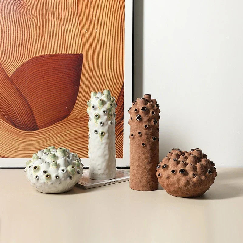 DecorBites™ Coral Ball Ceramic Ornaments: Coarse Pottery Artworks for Stylish Home Décor