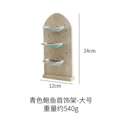DecorBites™ Abalone Shell Jewelry Organizer: Ring, Earring, Bracelet, Art Deco Display
