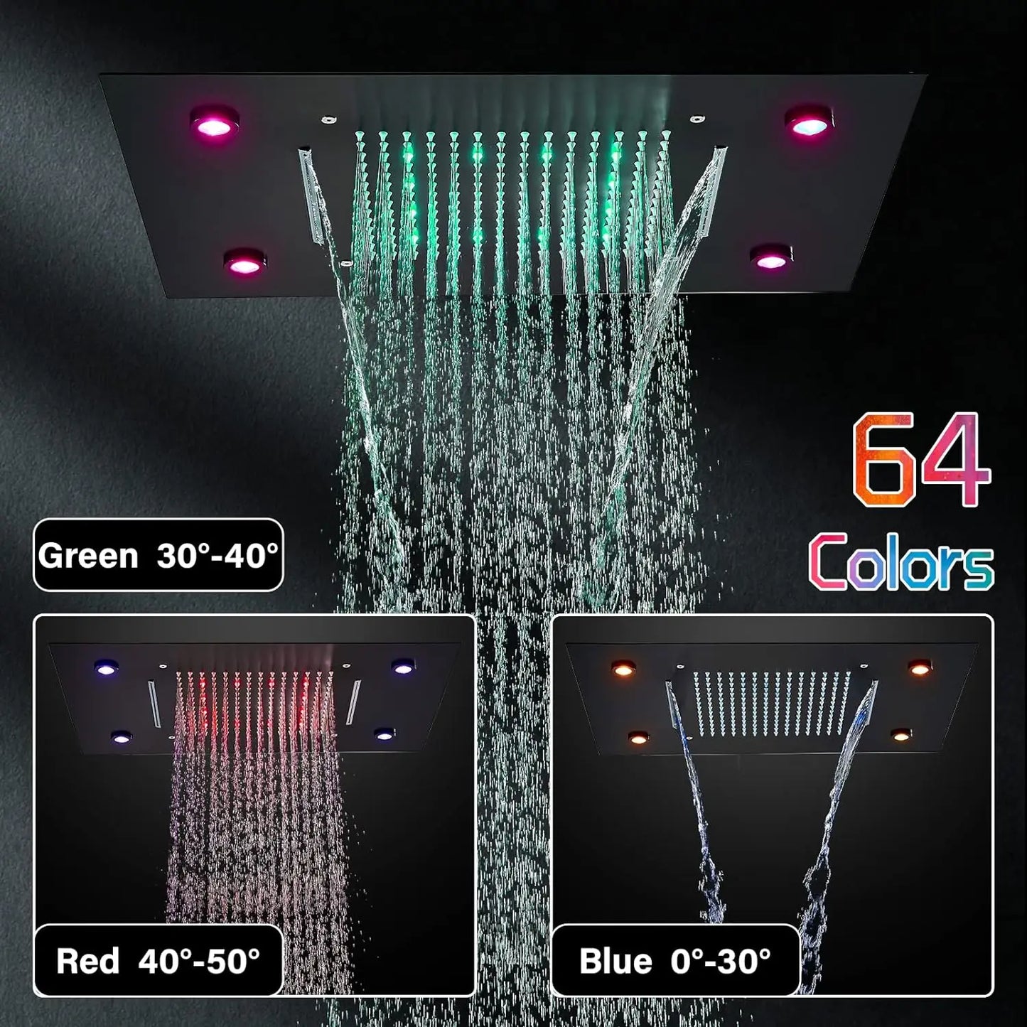 DecorBites™ LED Thermostatic Shower Faucet Set Rain Waterfall System with Remote Control