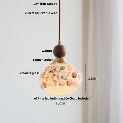 DecorBites™ LED Glass & Wood Pendant Light for Aisle, Coffee Living Room - Japanese Style