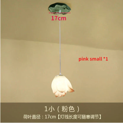 DecorBites™ Lotus Glass Pendant Lamp: Elegant Pink Lotus Lighting for Home Decor