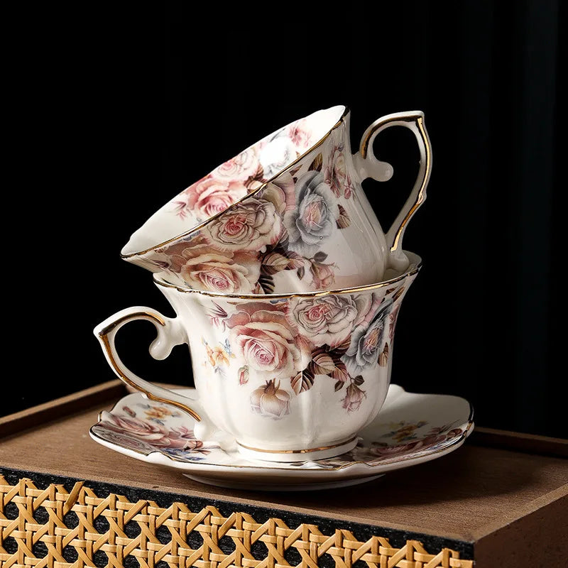 ™ Lace Edge Ceramic Tea Cup & Saucer Set for Dining & Coffee Table