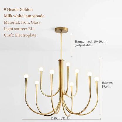 DecorBites™ French Candle Led Chandelier Black Gold Kitchen Modern Island Light