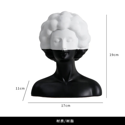 DecorBites™ Abstract Portrait Resin Figure Sculpture Black and White Home Decor