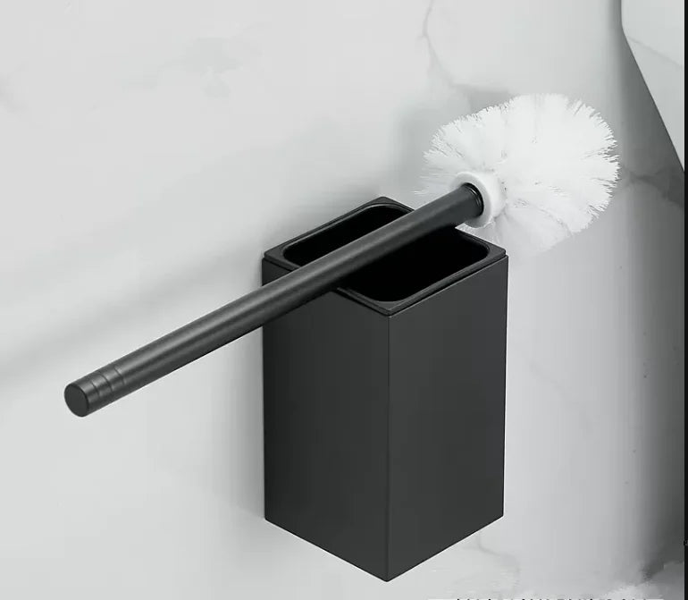 DecorBites™ Aluminum Gray/White Toilet Brush Holder Set