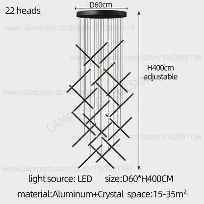 DecorBites™ LED Staircase Pendant Chandelier, Modern Nordic Restaurant Hanging Light