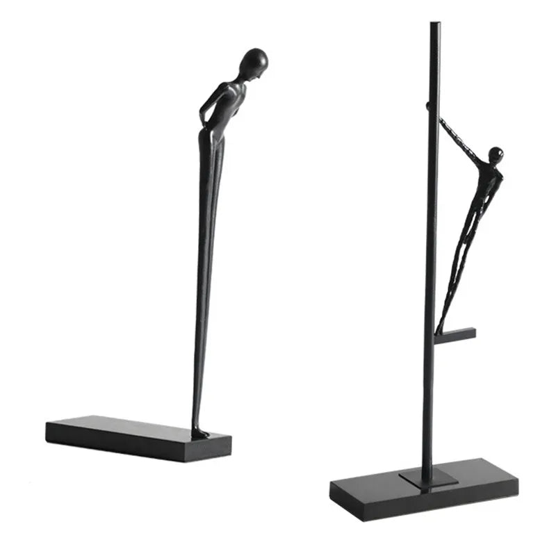 DecorBites™ Black Metal Sports Figure Sculpture for Elegant Home Decor