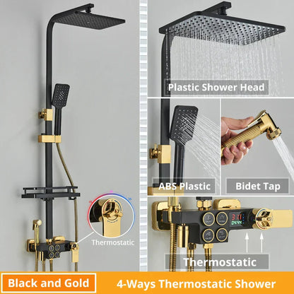 DecorBites™ Digital Display Thermostatic Shower Faucet Set with Rain Shower Head