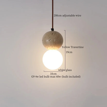 DecorBites™ Black Travertine LED Pendant Lamps: Nordic Modern Home Decoration Interior Hanging Light