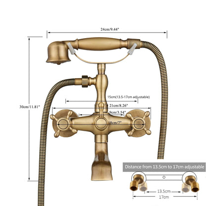 DecorBites™ Golden Black Bathtub Faucet with Hand Shower and Rotate Spout