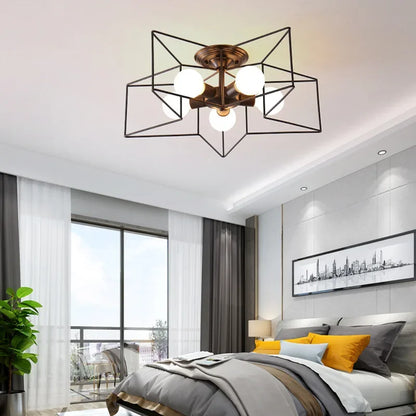 DecorBites™ Creative Star LED Ceiling Chandelier - Brushed Antique Gold Living Bedroom Lamp