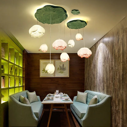 DecorBites™ Lotus Glass Pendant Lamp: Elegant Pink Lotus Lighting for Home Decor