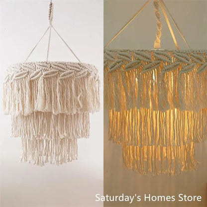 DecorBites™ Boho Macrame Ceiling Pendant Light Cover for Home Bedroom Chandeliers