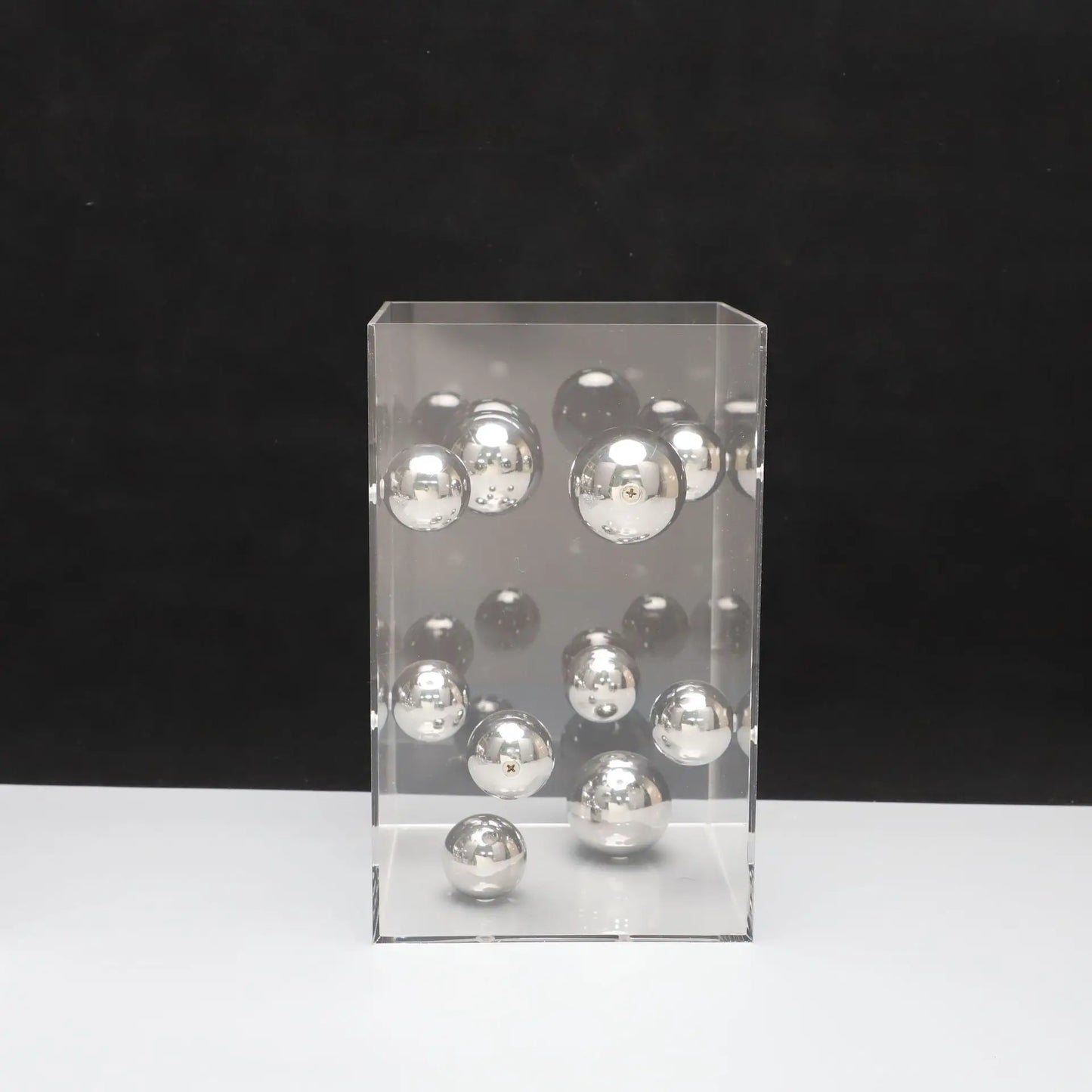 DecorBites™ Abstract Metal Ball Artworks in Transparent Acrylic Container Boxes