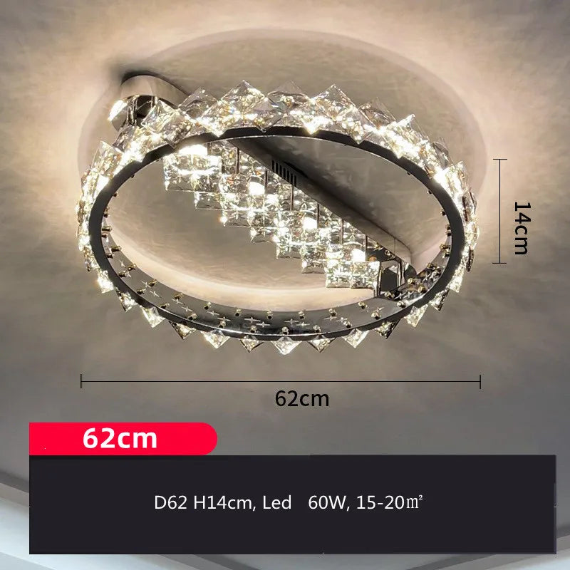 DecorBites™ Crystal Ceiling Light: Modern Luxury Stainless Steel Dimmable Fixture for Living & Dining Room
