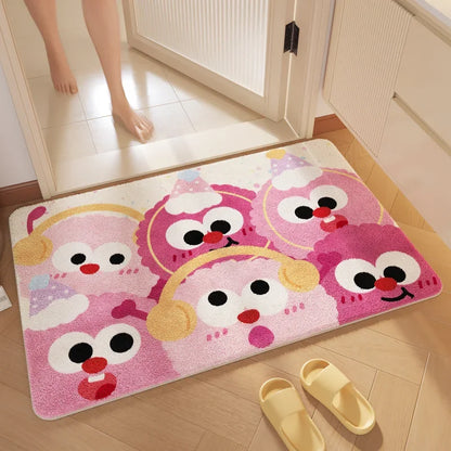 "DecorBites™ Cartoon Print Bathroom Carpet: Soft, Absorbent & Anti-Slip Entrance Mat"
