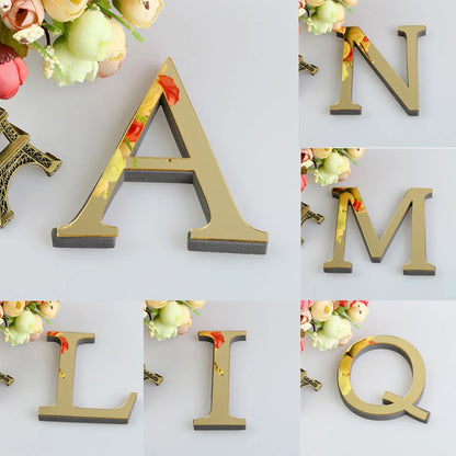 DecorBites™ 3D Mirror Alphabet Letters Wall Decor for Home, Parties, and Weddings