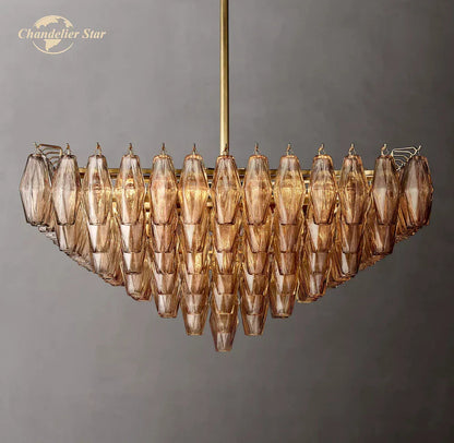 DecorBites™ Chiara Glass LED Square Chandelier for Living Dining Room Lighting
