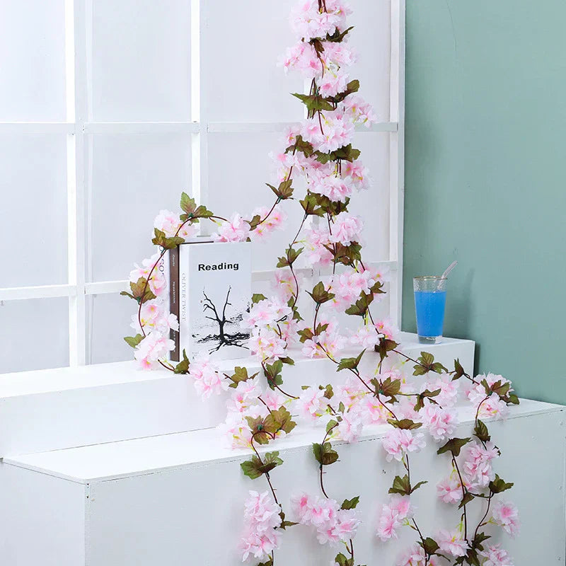 DecorBites™ Artificial Sakura Flowers Vine: Wedding Garden Rose Arch Decoration