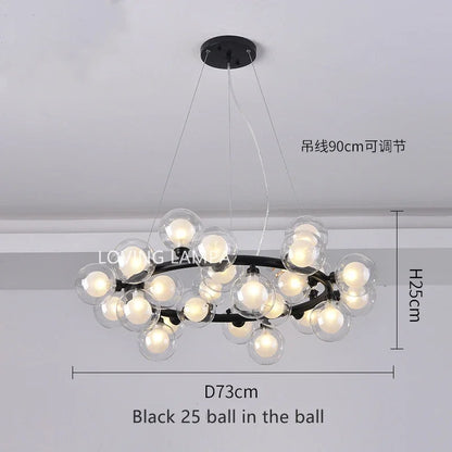 DecorBites™ Glass Ball LED Chandelier Pendant Lamp, Modern Round Design for Home Decor Lighting