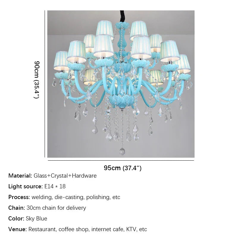 DecorBites™ Blue Crystal Pendent Lamp/Candle Chandelier for Living Room, Bedroom, Restaurant, KTV