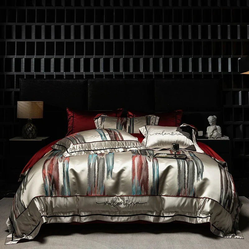 ™ Luxe Brocade Jacquard Bedding Set with Egyptian Cotton & Embroidery