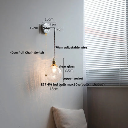 DecorBites™ Ceramic LED Wall Sconce Pull Chain Switch Bedside Lamp White Nordic Modern Fixtures