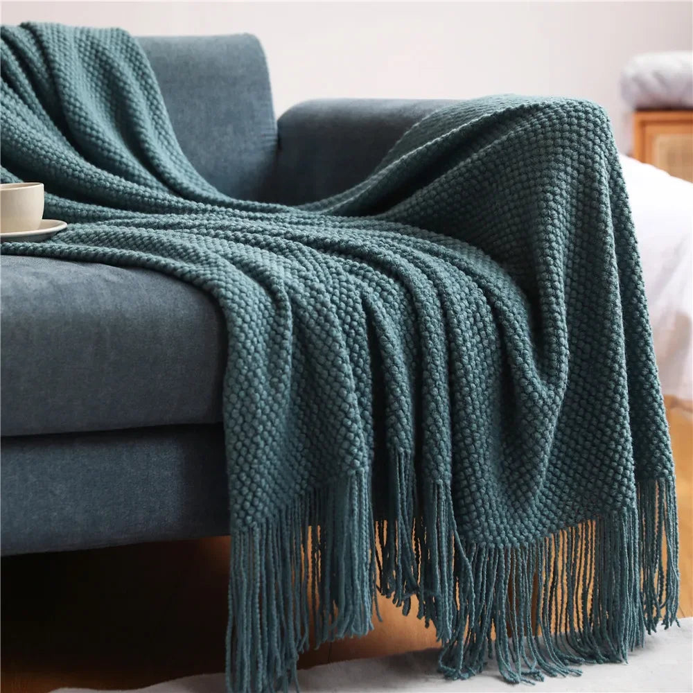™ Knitted Pineapple Grid Throw Blanket - Nordic Sofa Blanket for Home Decor