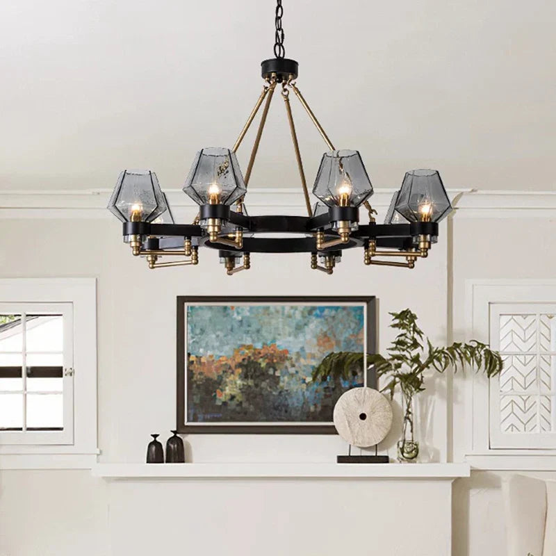 DecorBites™ Luxe Glass Chandelier: Modern Retro Living Room Pendant Lamp Lighting Fixtures