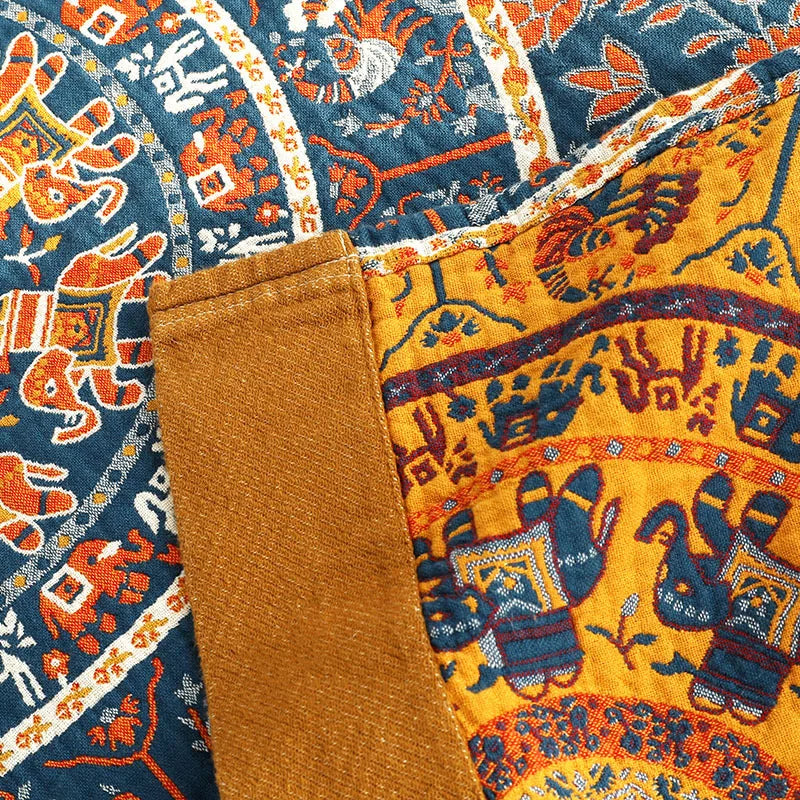 DecorBites™ Cotton Picnic Blanket/Bedspread - Double Bed 150 Flowers Blue, High Quality Pillowcases
