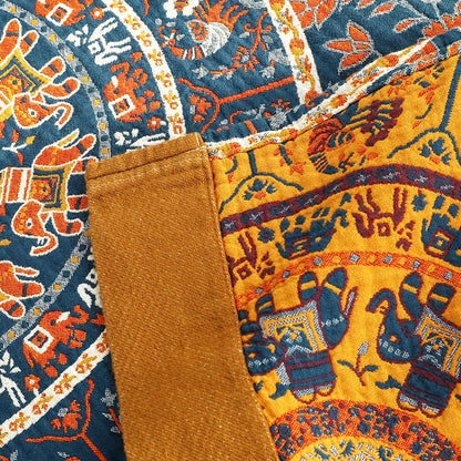 DecorBites™ Cotton Picnic Blanket/Bedspread - Double Bed 150 Flowers Blue, High Quality Pillowcases