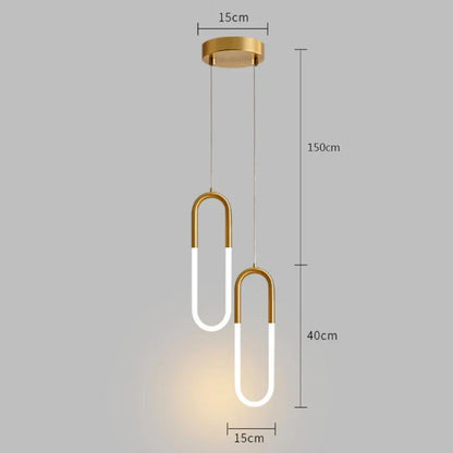 DecorBites™ Gold Ring Pendant Lights Warm White LED U Shape Hanging Lamp