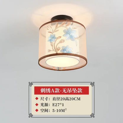 DecorBites™ Lotus Chinese Chandelier Ceiling Lamp Simple Corridor Painting LED Lighting
