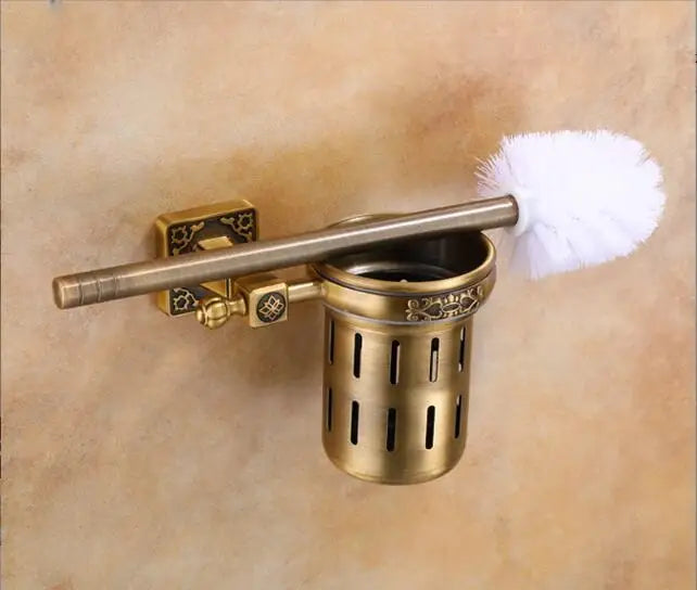 DecorBites™ Aluminum Carved Toilet Brush Holder Set