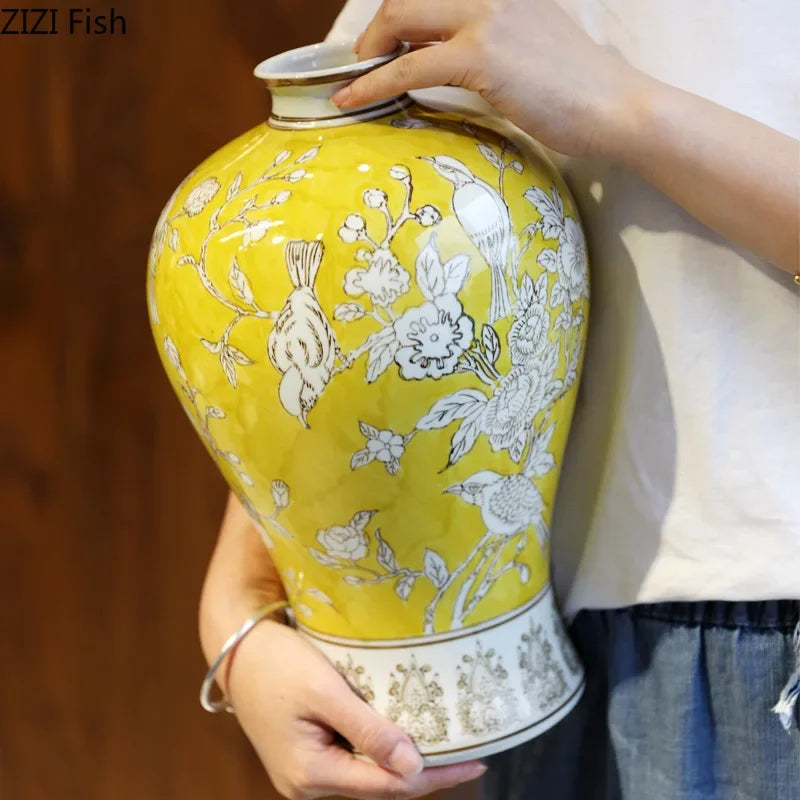 DecorBites™ Blue & White Porcelain Vase for Classical Flower Arrangement & Room Aesthetic