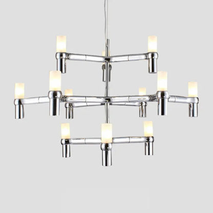 DecorBites™ Crown Major Chandelier G9 Luxury Foyer Chandelier, White Gold, Chrome Metal