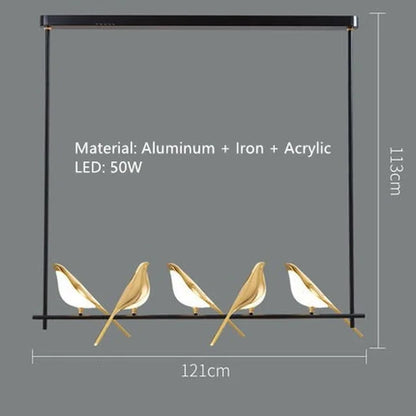 DecorBites™ Gold Magpie Bird Ceiling Chandelier: Modern Home Interior Lighting for Living Dining Kitchen