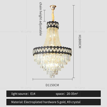 DecorBites™ Crystal Chandelier Spiral Staircase Hall Lamp Duplex Living Room Hardware Texture