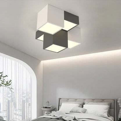 DecorBites™ Geometric LED Ceiling Light for Modern Bedroom, Study Room - Black/White Luxe Design