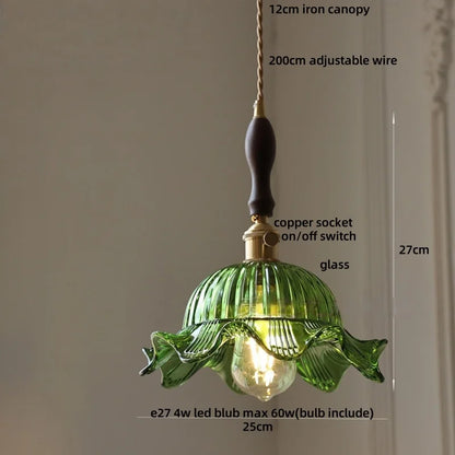 DecorBites™ Amber Glass LED Pendant Light Modern Nordic Hanging Lamp