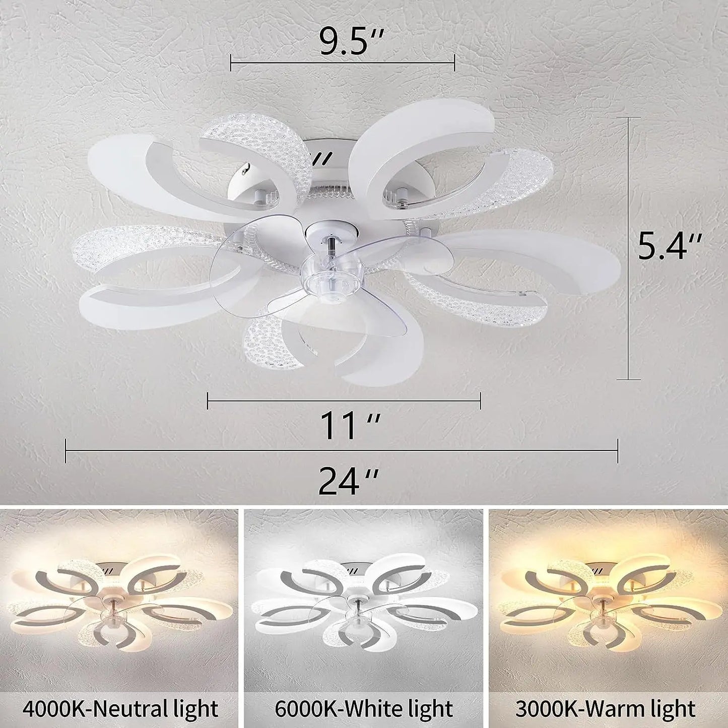 DecorBites™ Ceiling Fan Light LED, Remote Control, Silent, 220V