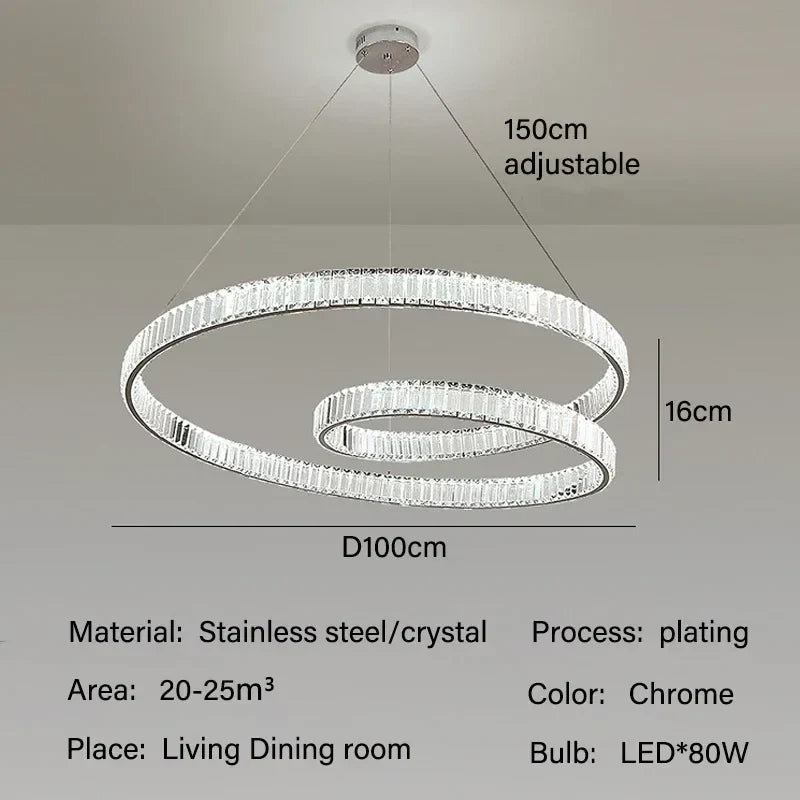 DecorBites™ Crystal LED Pendant Lights: Modern Luxury Chandelier for Living and Dining Rooms