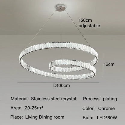 DecorBites™ Crystal LED Pendant Lights: Modern Luxury Chandelier for Living and Dining Rooms