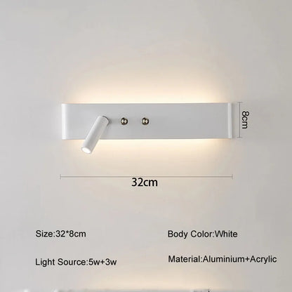 DecorBites™ 8W/20W Long Led Wall Light Switch, Aluminum Fixture for Living Room Bedroom.