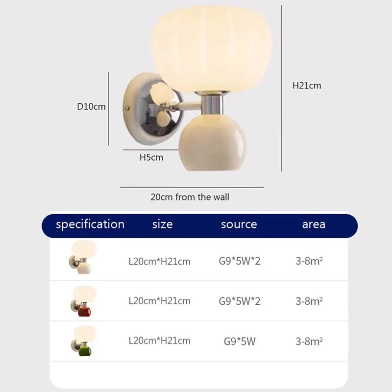 DecorBites™ Cream Breeze Pumpkin LED Wall Lamps, Elegant Lighting for Bedroom Living Room Dining Hallway