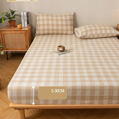 DecorBites™ Coarse Cloth Prue Cotton Queen Fitted Sheet Set with Pillowcases