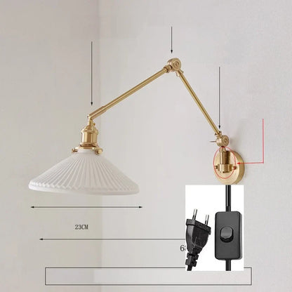 DecorBites™ Ceramic Copper LED Wall Lamp with Adjustable Long Arm Swing