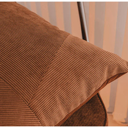 DecorBites™ Brown Corduroy Patchwork Cushion Cover 50x50cm Modern Luxury Pillow Case