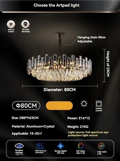 DecorBites™ Gold Crystal Ceiling Chandelier: Luxury Modern LED Pendant for Home Décor